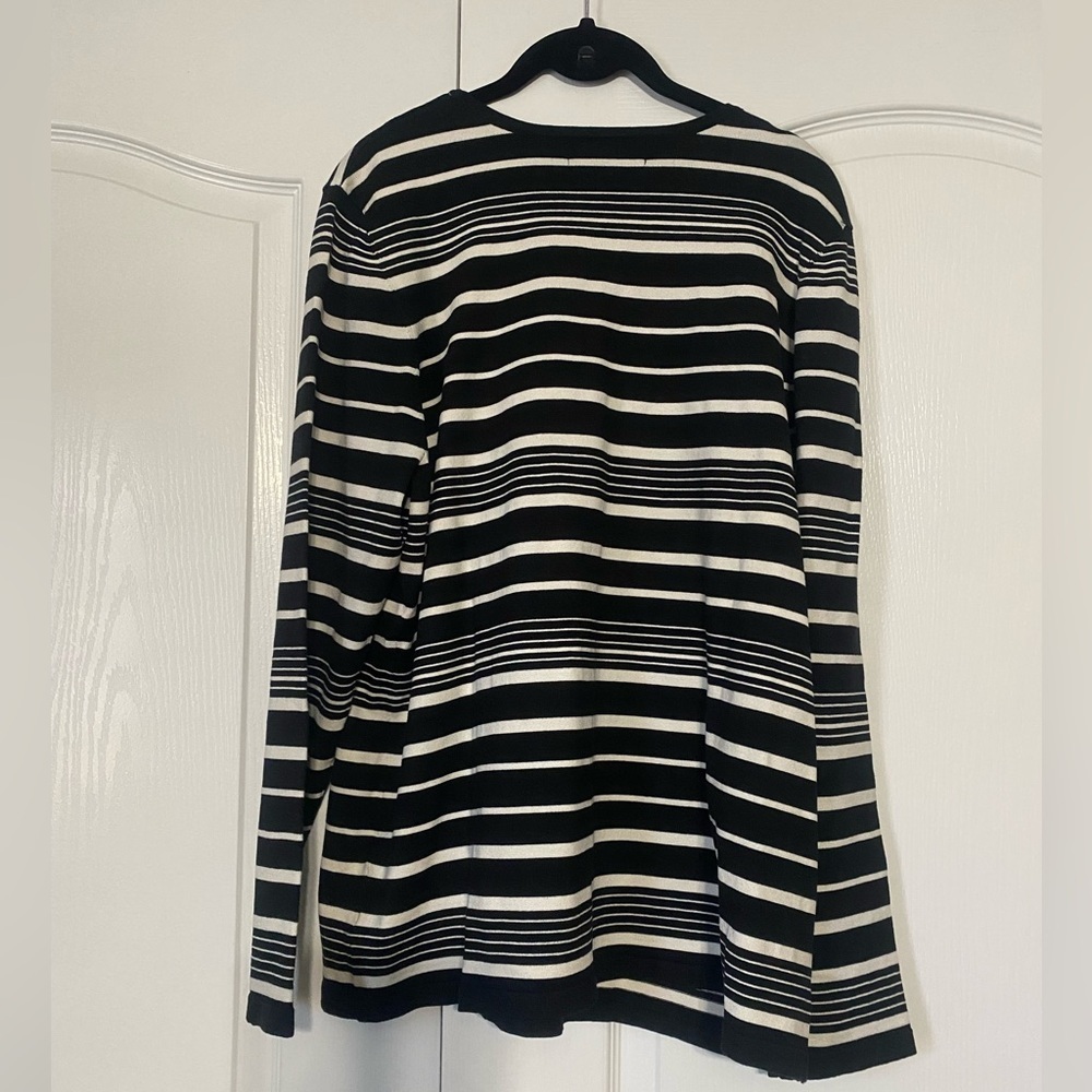 Jones New York Black and White Striped Long Sleeve Sweater Women’s Size 2X - Picture 2 of 2